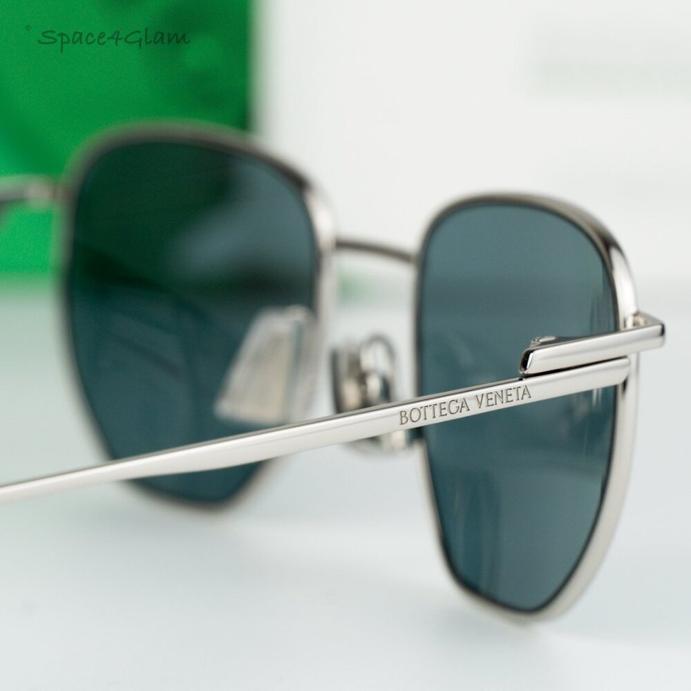 NEW Bottega Veneta BV1301S 004 Silver Green Split Panthos Unisex Sunglasses - Picture 4 of 9